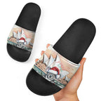 Australia Christmas Slide Sandals Koala Santa Sydney Opera House Watercolor - Aussie Hoodie
