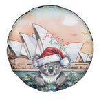 Australia Christmas Spare Tire Cover Koala Santa Sydney Opera House Watercolor - Aussie Hoodie