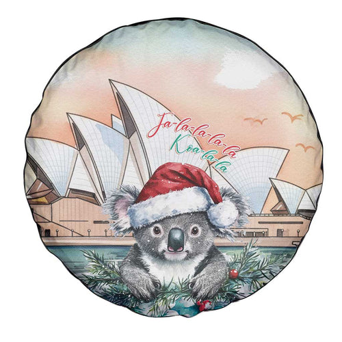 Australia Christmas Spare Tire Cover Koala Santa Sydney Opera House Watercolor - Aussie Hoodie