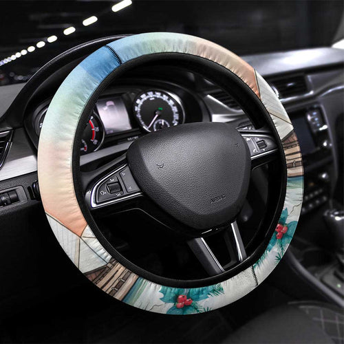 Australia Christmas Steering Wheel Cover Koala Santa Sydney Opera House Watercolor - Aussie Hoodie
