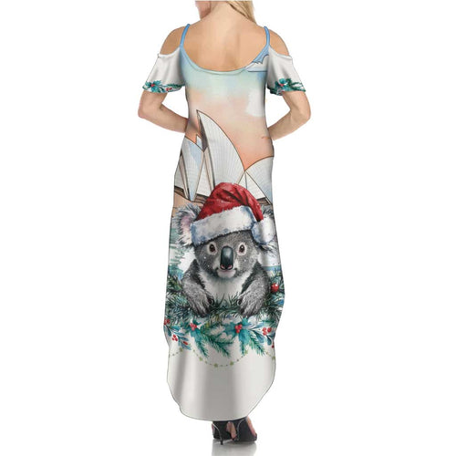 Australia Christmas Summer Maxi Dress Koala Santa Sydney Opera House Watercolor - Aussie Hoodie