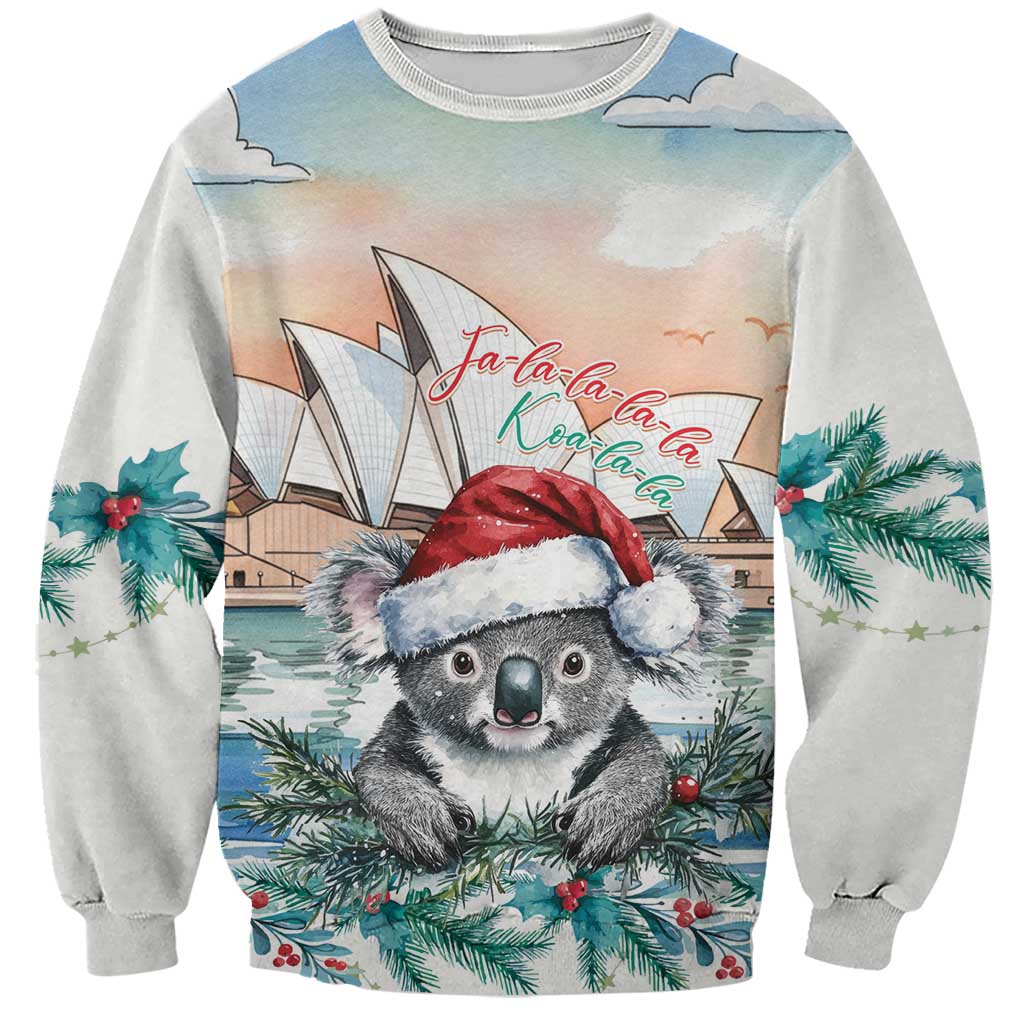Australia Christmas Sweatshirt Koala Santa Sydney Opera House Watercolor - Aussie Hoodie
