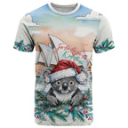 Australia Christmas T Shirt Koala Santa Sydney Opera House Watercolor - Aussie Hoodie