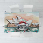 Australia Christmas Tablecloth Koala Santa Sydney Opera House Watercolor - Aussie Hoodie