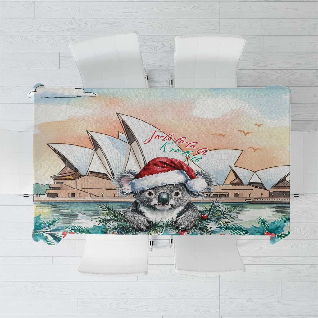 Australia Christmas Tablecloth Koala Santa Sydney Opera House Watercolor - Aussie Hoodie