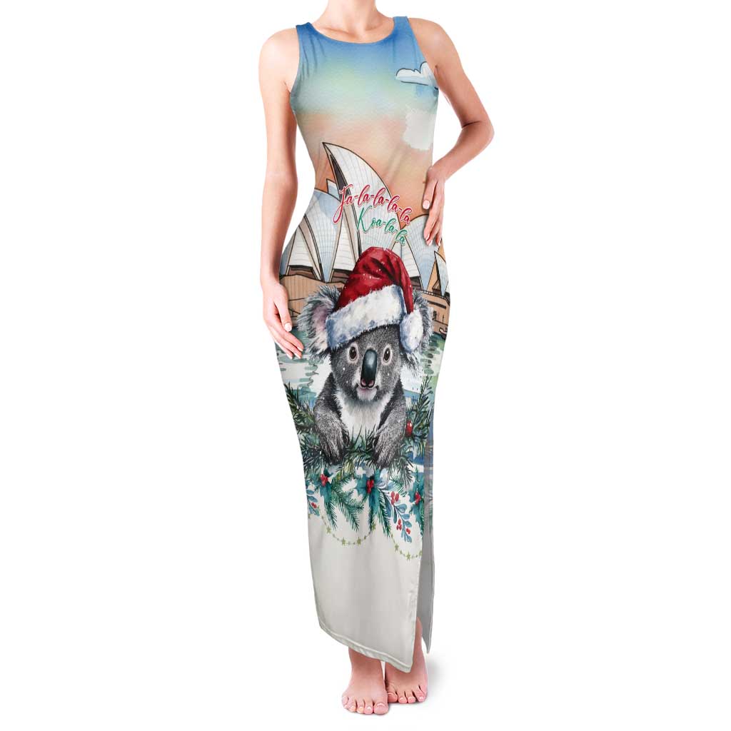 Australia Christmas Tank Maxi Dress Koala Santa Sydney Opera House Watercolor - Aussie Hoodie