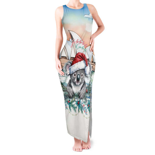 Australia Christmas Tank Maxi Dress Koala Santa Sydney Opera House Watercolor - Aussie Hoodie