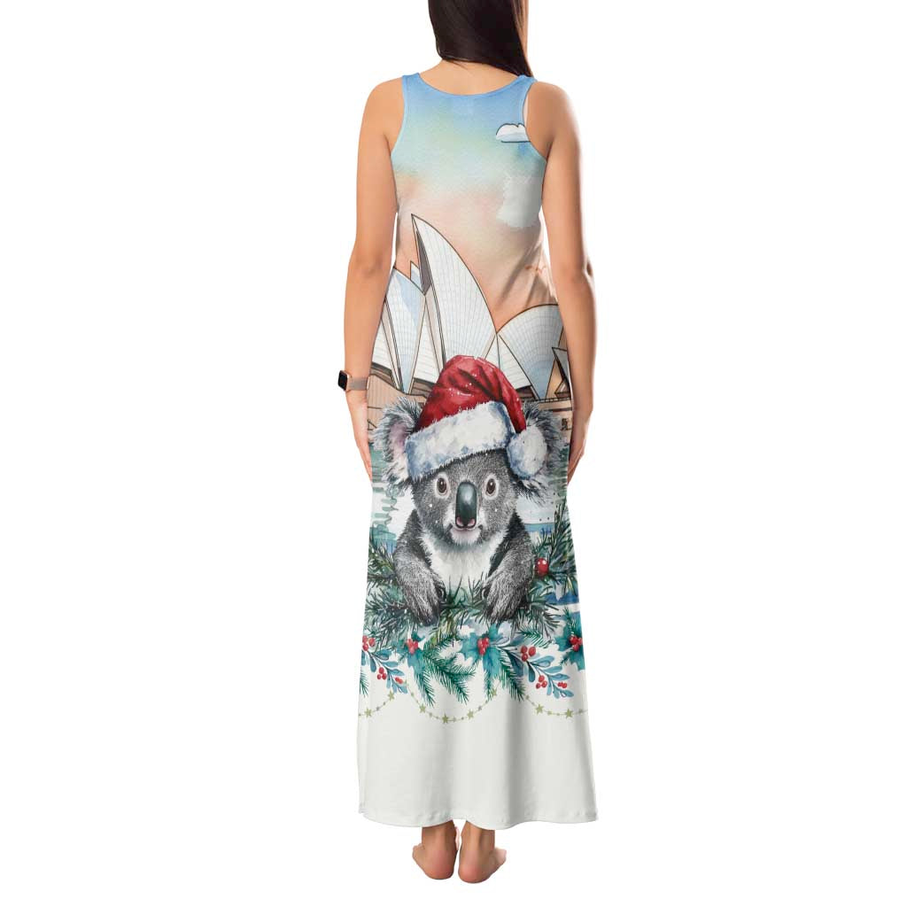 Australia Christmas Tank Maxi Dress Koala Santa Sydney Opera House Watercolor - Aussie Hoodie