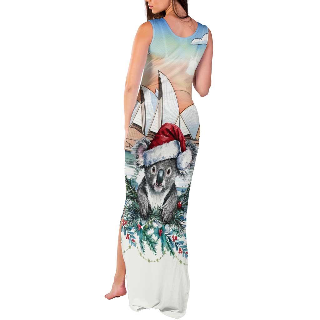Australia Christmas Tank Maxi Dress Koala Santa Sydney Opera House Watercolor - Aussie Hoodie