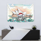 Australia Christmas Tapestry Koala Santa Sydney Opera House Watercolor - Aussie Hoodie