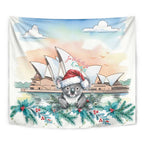 Australia Christmas Tapestry Koala Santa Sydney Opera House Watercolor - Aussie Hoodie