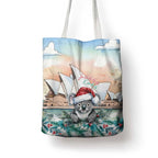 Australia Christmas Tote Bag Koala Santa Sydney Opera House Watercolor - Aussie Hoodie