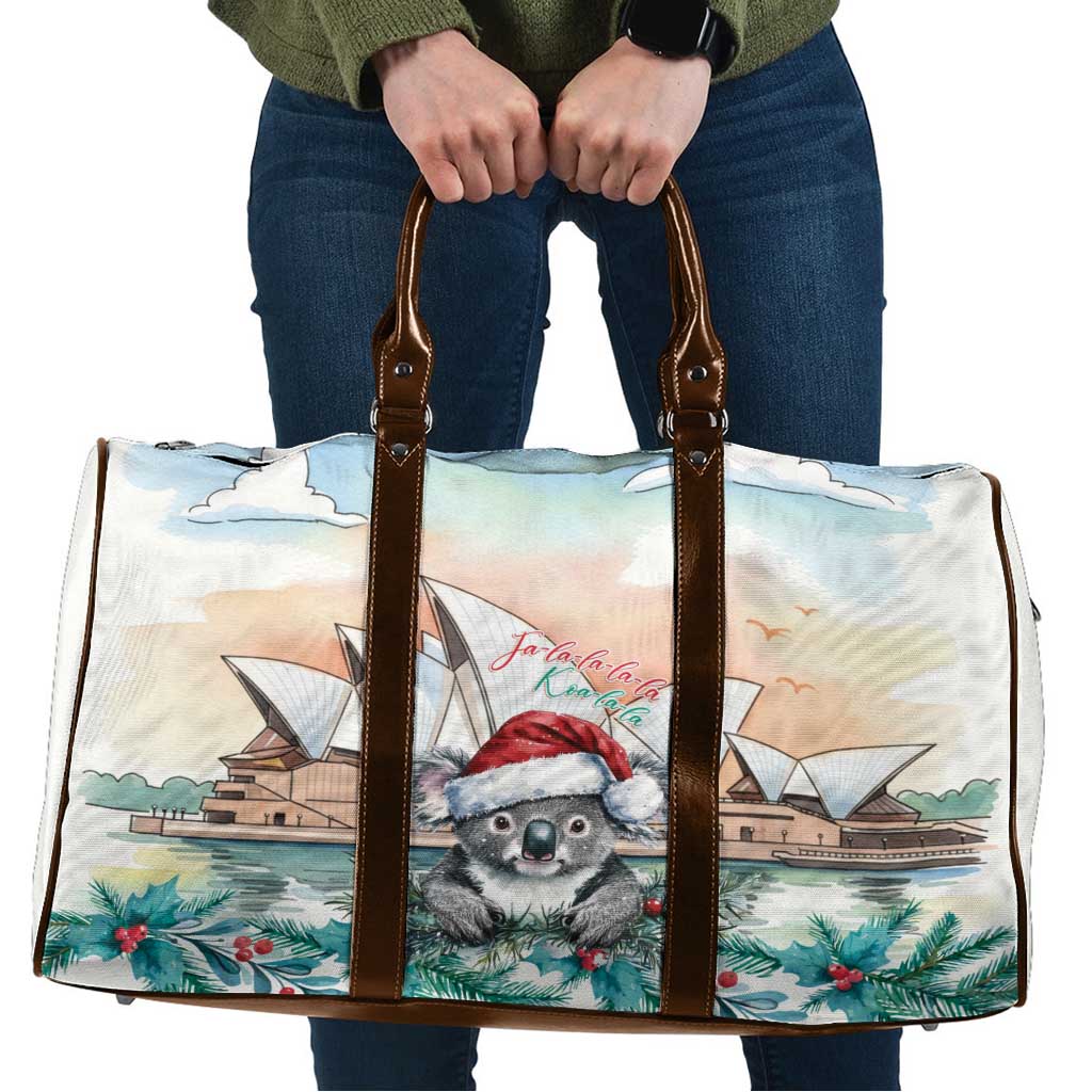 Australia Christmas Travel Bag Koala Santa Sydney Opera House Watercolor - Aussie Hoodie