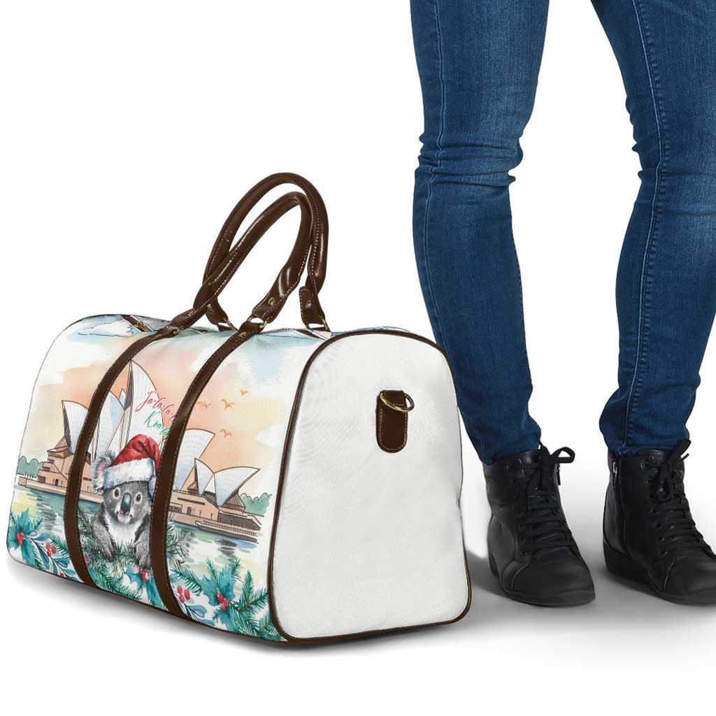 Australia Christmas Travel Bag Koala Santa Sydney Opera House Watercolor - Aussie Hoodie