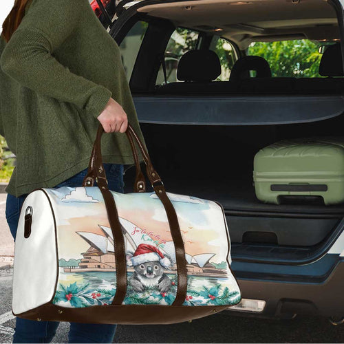 Australia Christmas Travel Bag Koala Santa Sydney Opera House Watercolor - Aussie Hoodie