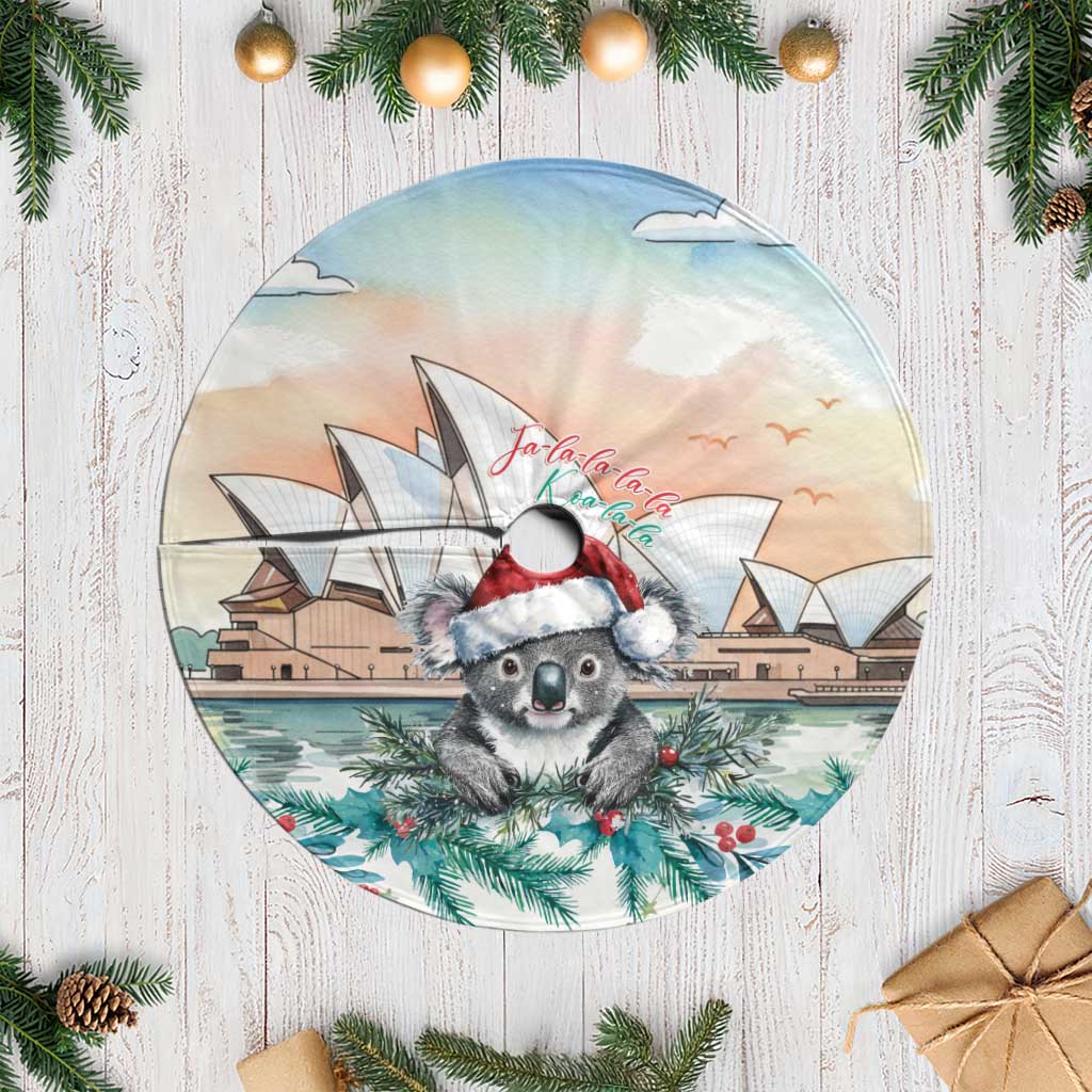 Australia Christmas Tree Skirt Koala Santa Sydney Opera House Watercolor - Aussie Hoodie