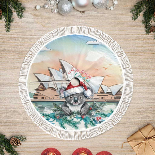 Australia Christmas Tree Skirt Koala Santa Sydney Opera House Watercolor - Aussie Hoodie