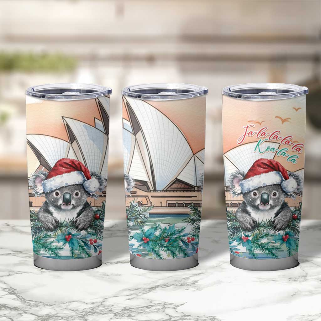 Australia Christmas Tumbler Cup Koala Santa Sydney Opera House Watercolor - Aussie Hoodie