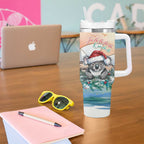 Australia Christmas Tumbler With Handle Koala Santa Sydney Opera House Watercolor - Aussie Hoodie