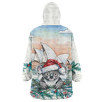 Australia Christmas Wearable Blanket Hoodie Koala Santa Sydney Opera House Watercolor - Aussie Hoodie
