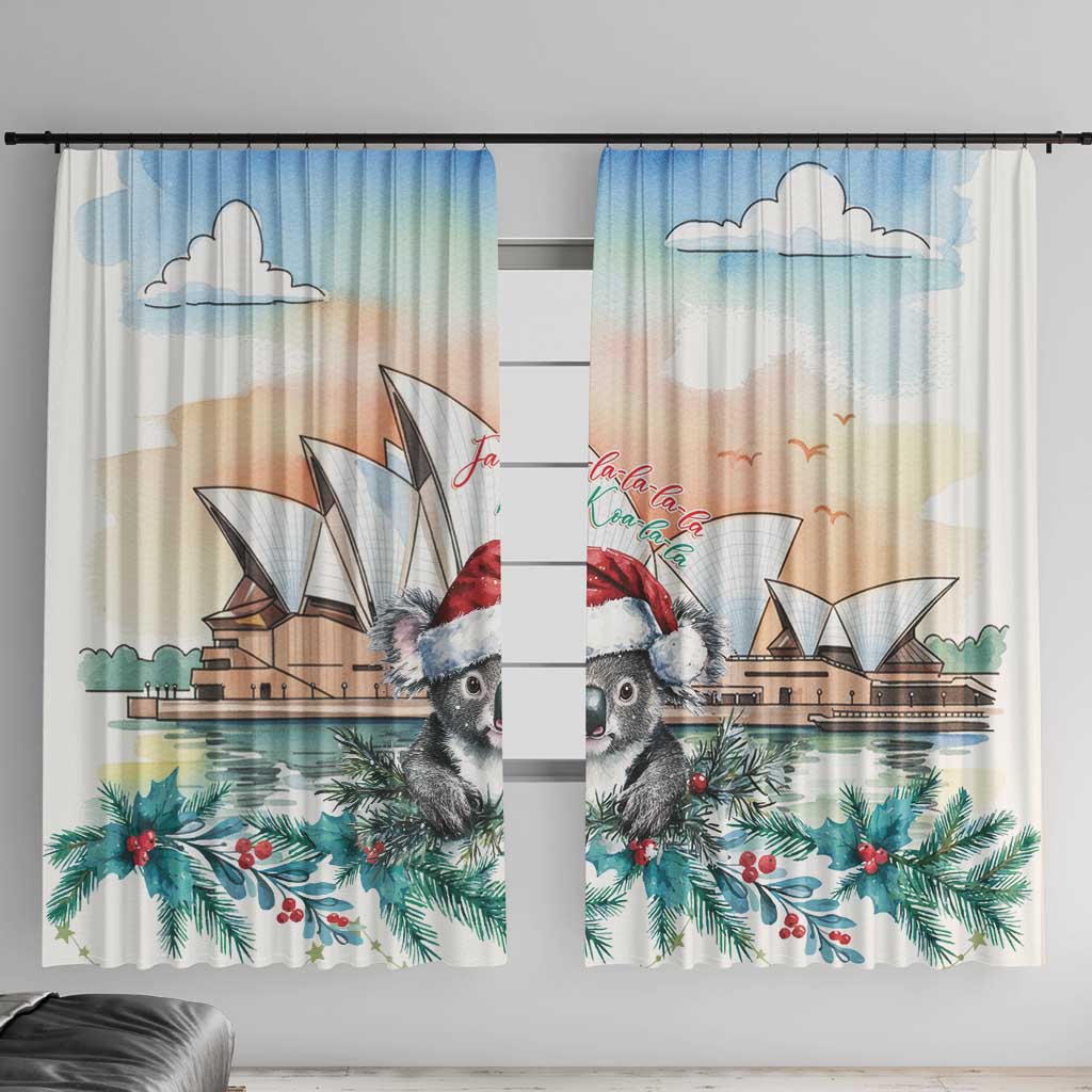 Australia Christmas Window Curtain Koala Santa Sydney Opera House Watercolor - Aussie Hoodie