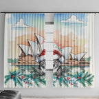 Australia Christmas Window Curtain Koala Santa Sydney Opera House Watercolor - Aussie Hoodie