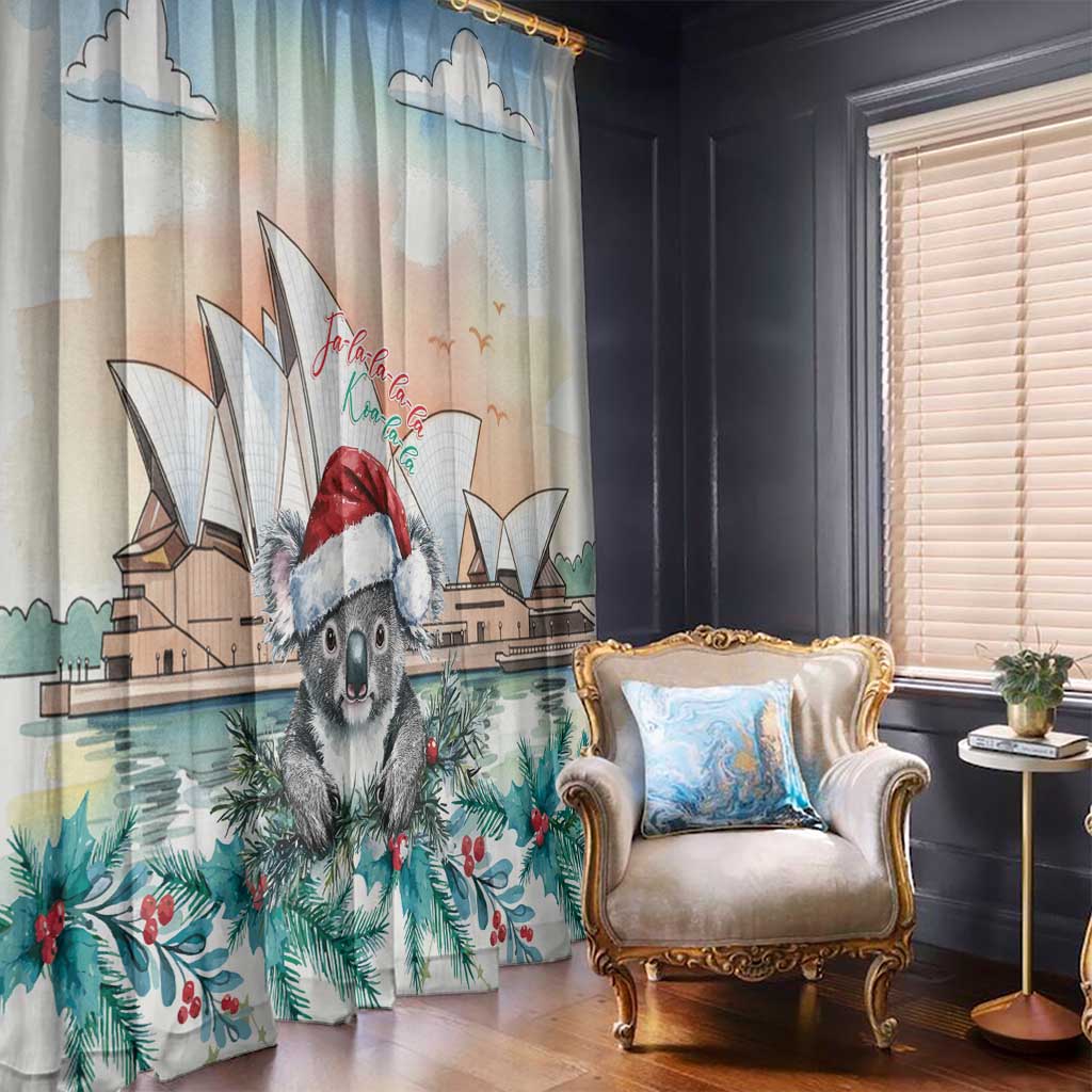 Australia Christmas Window Curtain Koala Santa Sydney Opera House Watercolor - Aussie Hoodie