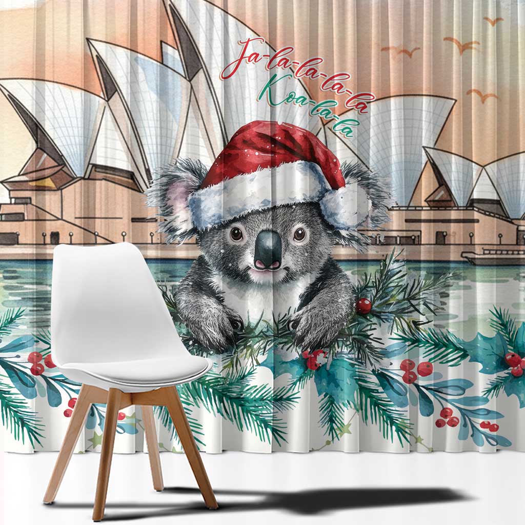 Australia Christmas Window Curtain Koala Santa Sydney Opera House Watercolor - Aussie Hoodie
