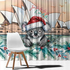 Australia Christmas Window Curtain Koala Santa Sydney Opera House Watercolor - Aussie Hoodie
