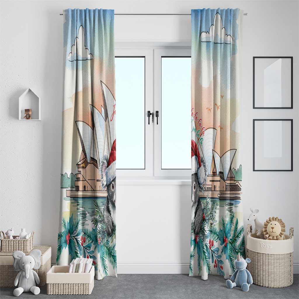 Australia Christmas Window Curtain Koala Santa Sydney Opera House Watercolor - Aussie Hoodie
