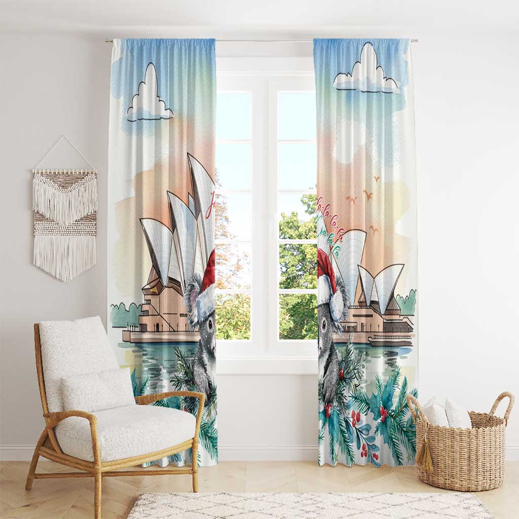 Australia Christmas Window Curtain Koala Santa Sydney Opera House Watercolor - Aussie Hoodie