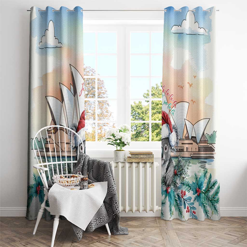 Australia Christmas Window Curtain Koala Santa Sydney Opera House Watercolor - Aussie Hoodie