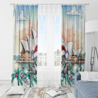 Australia Christmas Window Curtain Koala Santa Sydney Opera House Watercolor - Aussie Hoodie