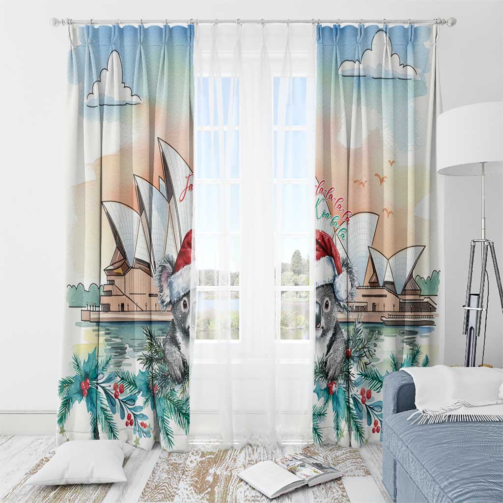 Australia Christmas Window Curtain Koala Santa Sydney Opera House Watercolor - Aussie Hoodie