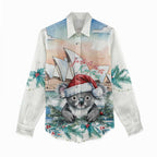 Australia Christmas Women Casual Shirt Koala Santa Sydney Opera House Watercolor - Aussie Hoodie