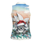 Australia Christmas Women Sleeveless Polo Shirt Koala Santa Sydney Opera House Watercolor - Aussie Hoodie