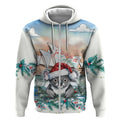 Australia Christmas Zip Hoodie Koala Santa Sydney Opera House Watercolor - Aussie Hoodie