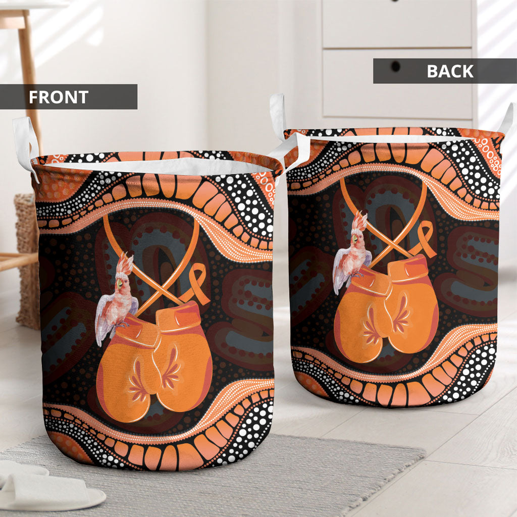 Australia Leukemia Awareness Month Laundry Basket Aussie Cockatoo Fight Boxing Gloves Aboriginal Art