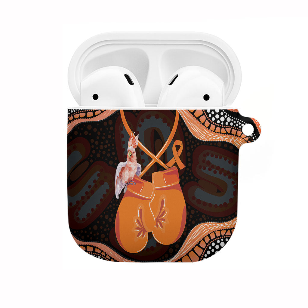 Australia Leukemia Awareness Month AirPods Case Aussie Cockatoo Fight Boxing Gloves Aboriginal Art
