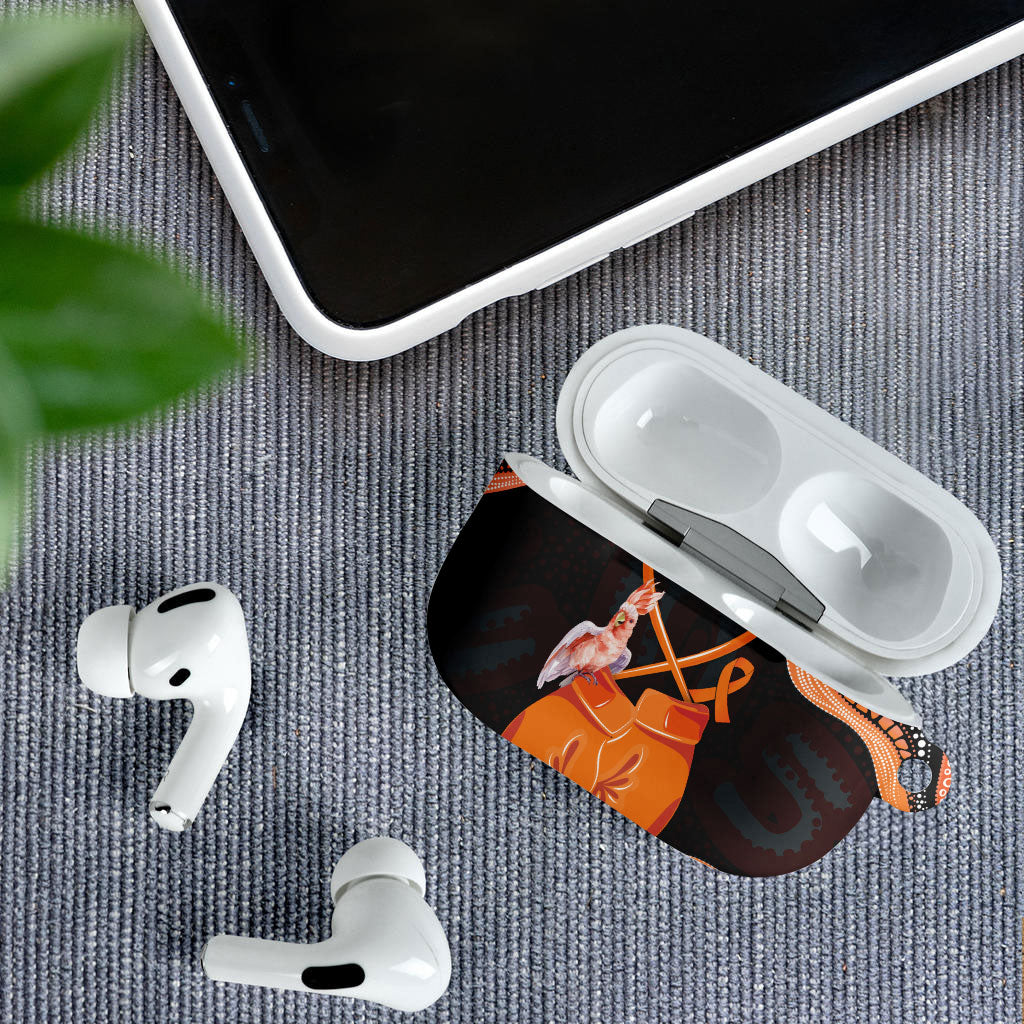 Australia Leukemia Awareness Month AirPods Case Aussie Cockatoo Fight Boxing Gloves Aboriginal Art