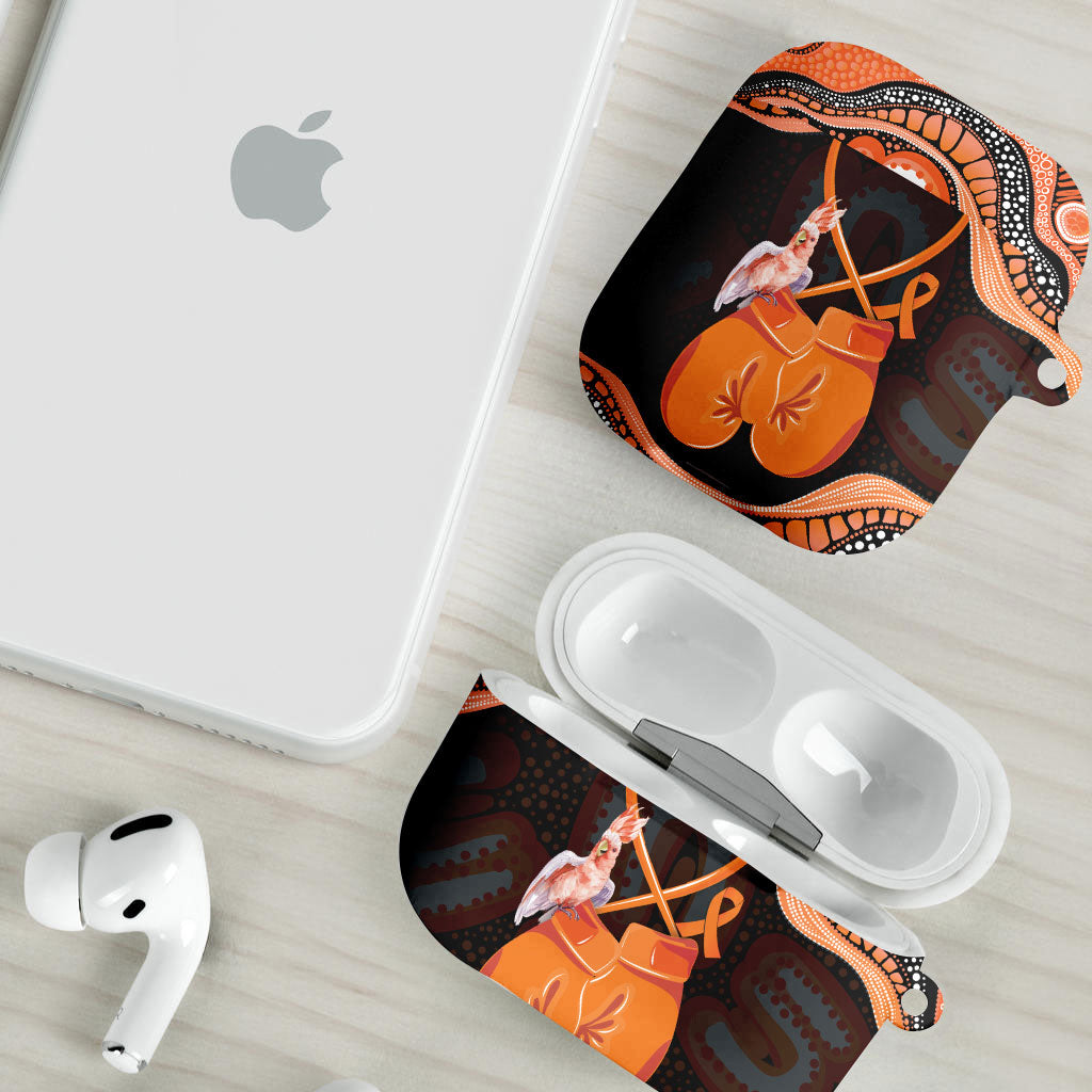 Australia Leukemia Awareness Month AirPods Case Aussie Cockatoo Fight Boxing Gloves Aboriginal Art