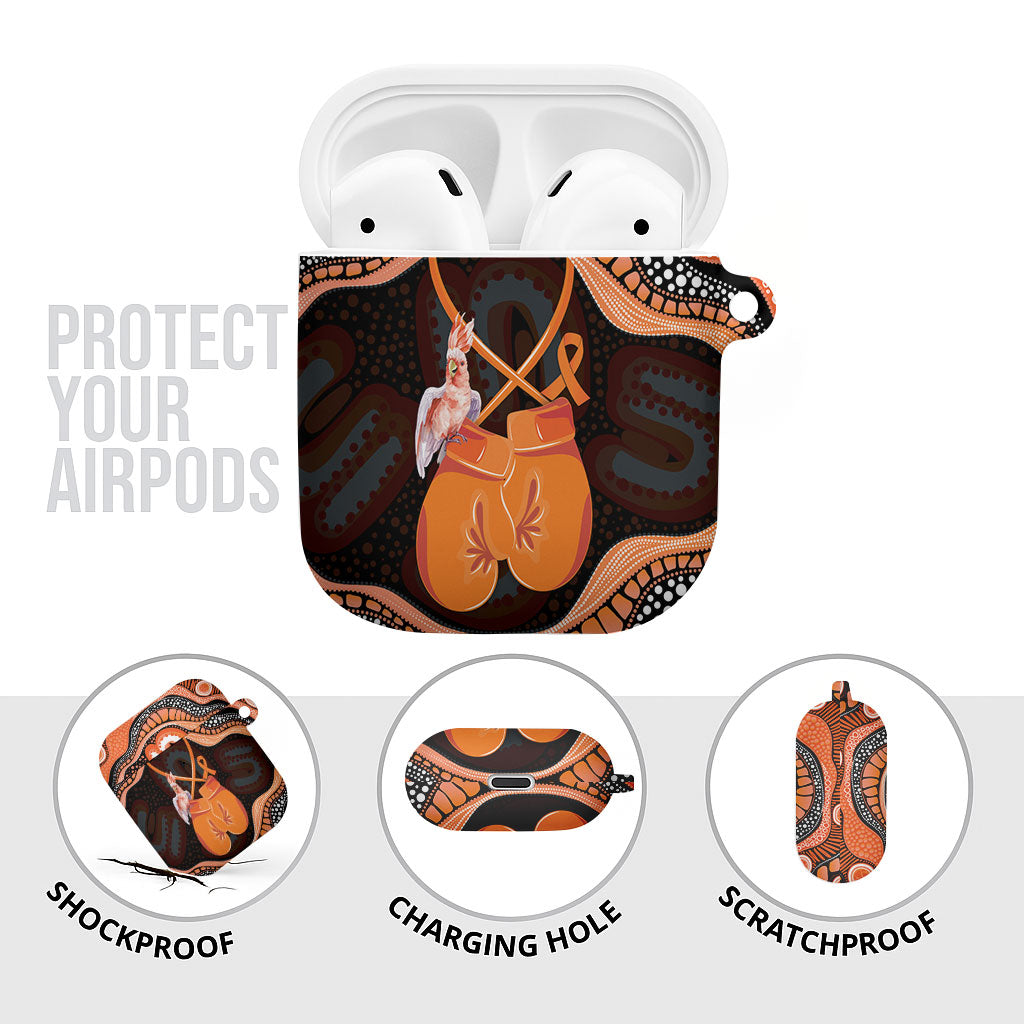 Australia Leukemia Awareness Month AirPods Case Aussie Cockatoo Fight Boxing Gloves Aboriginal Art