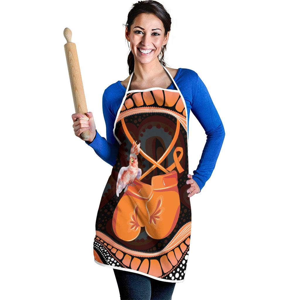 Australia Leukemia Awareness Month Apron Aussie Cockatoo Fight Boxing Gloves Aboriginal Art