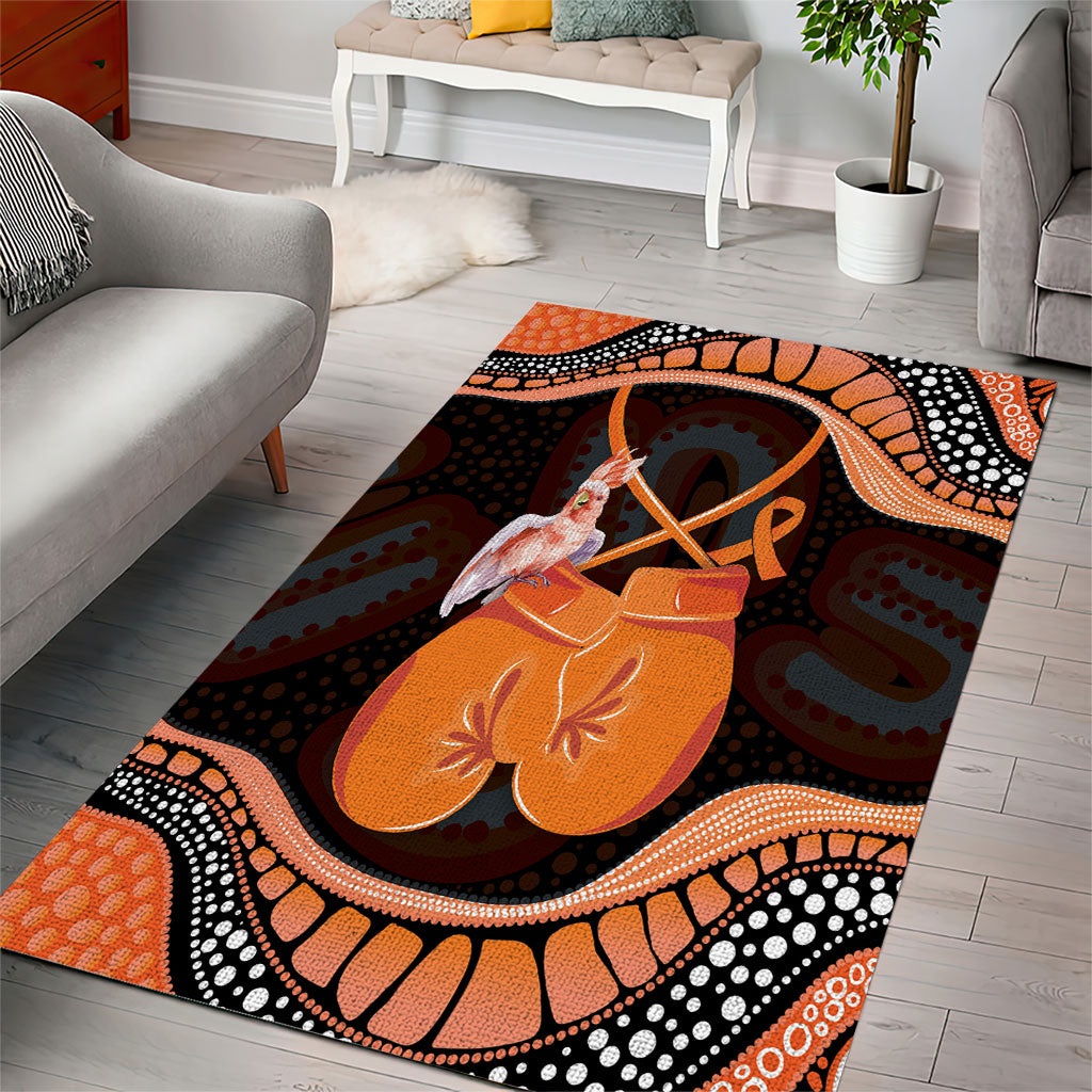 Australia Leukemia Awareness Month Area Rug Aussie Cockatoo Fight Boxing Gloves Aboriginal Art