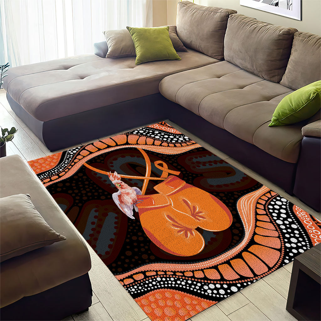 Australia Leukemia Awareness Month Area Rug Aussie Cockatoo Fight Boxing Gloves Aboriginal Art
