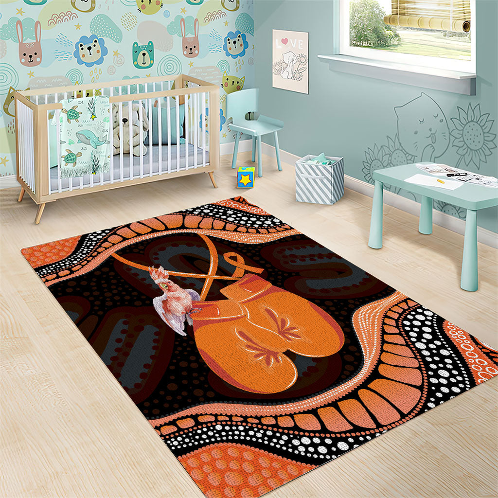 Australia Leukemia Awareness Month Area Rug Aussie Cockatoo Fight Boxing Gloves Aboriginal Art