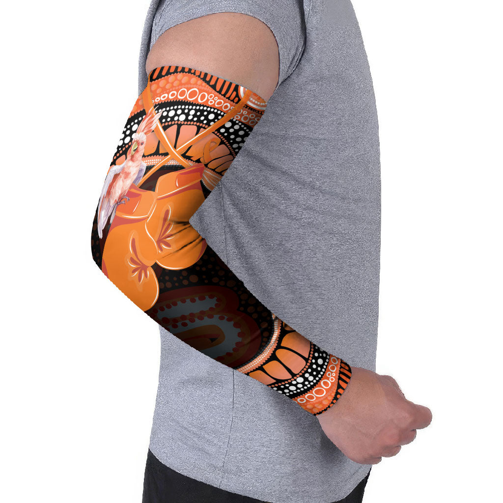 Personalised Australia Leukemia Awareness Month Arm Sleeves Aussie Cockatoo Fight Boxing Gloves Aboriginal Art