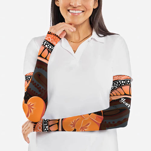 Personalised Australia Leukemia Awareness Month Arm Sleeves Aussie Cockatoo Fight Boxing Gloves Aboriginal Art