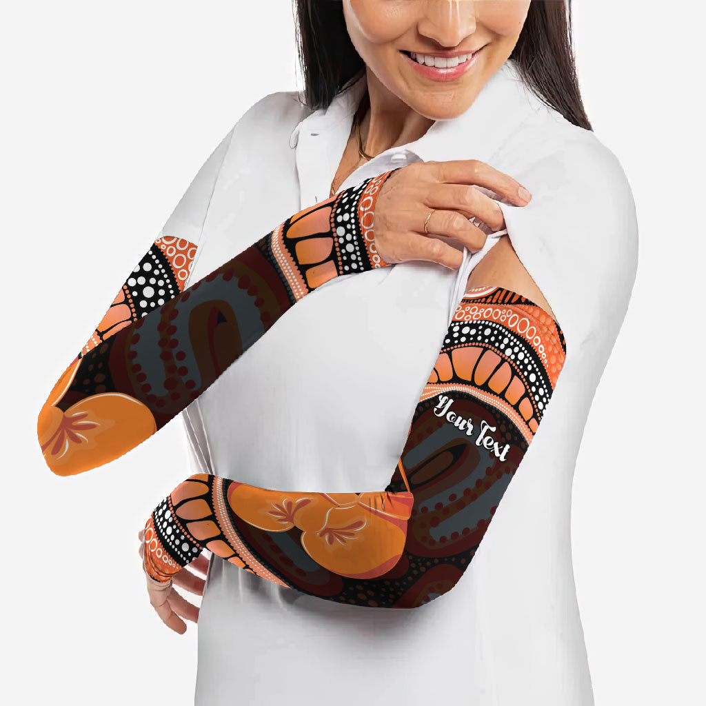 Personalised Australia Leukemia Awareness Month Arm Sleeves Aussie Cockatoo Fight Boxing Gloves Aboriginal Art