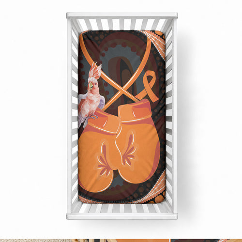 Australia Leukemia Awareness Month Baby Bed Cover Aussie Cockatoo Fight Boxing Gloves Aboriginal Art